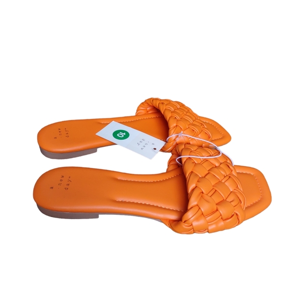 A. New Day Size 10 Orange Carissa  Braided Flat Slide In Sandals - Picture 6 of 11